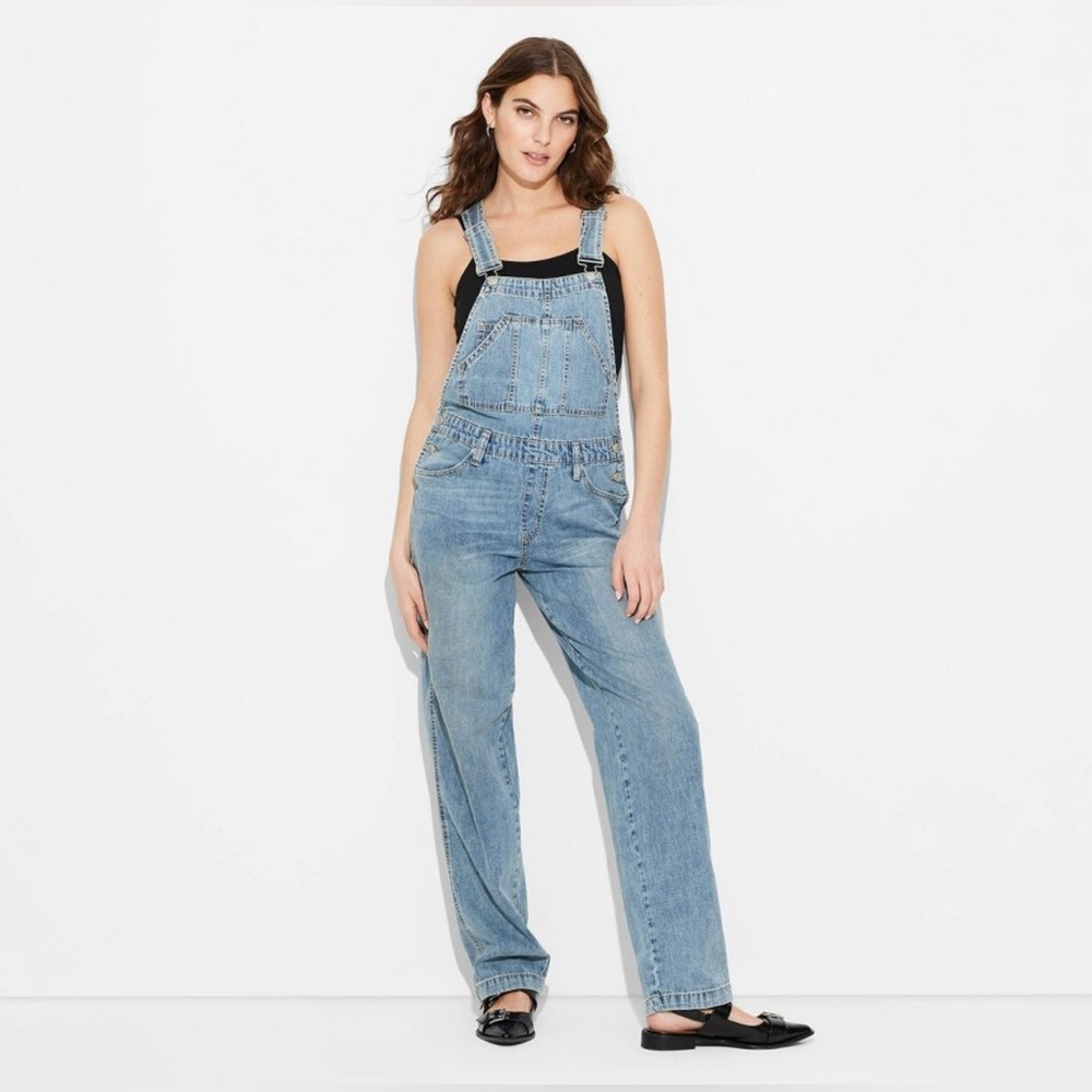 Wild Fable Blue Denim Overalls Relaxed Fit